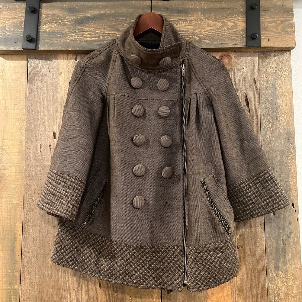 Bensoni Jacket x Blazer 100% Wool Zip Up Ruffle 0